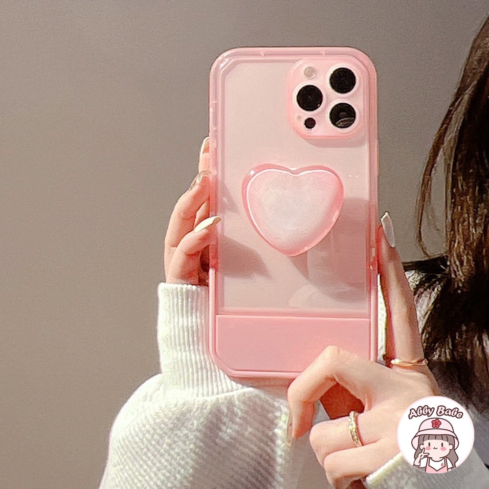 Ốp Điện Thoại TPU Dẻo Trong Suốt Chống Sốc Có Giá Đỡ Hình Trái Tim Cho IPhone 14 Pro Max 13 12 11 Pro Max X XS