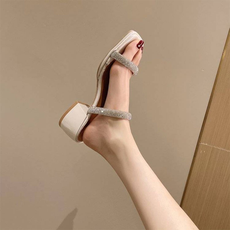 Xăng đan Cao Gót Hở Ngón Đính Đá Hình Ngôi Sao / Trái Tim Màu Bạc Thời Trang Cho Nữ