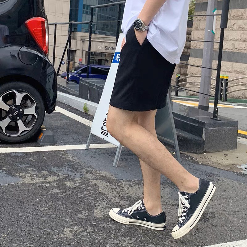 Quần Short Kaki Đen Lưng Thun Rút Dây Thời Trang