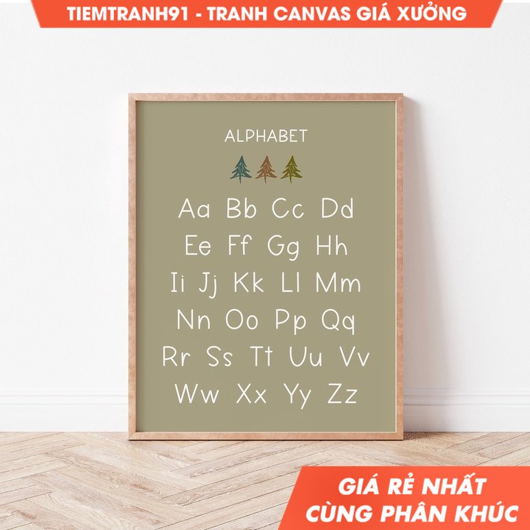 Tranh treo tường Sage Green Alphabet Nursery ABC Minimal Nursery Decor  Kids Room Alphabet  Forest T