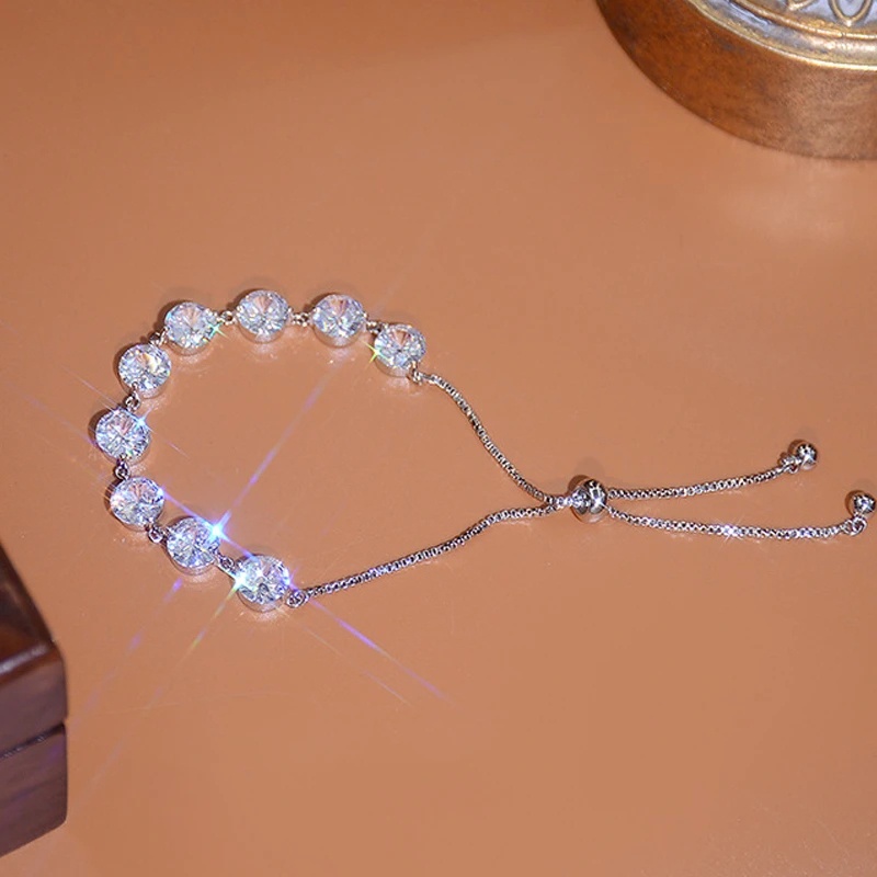Vòng Tay Zircon Siêu Sáng Trong Suốt Cho Nữ AAA Chất Lượng Cao Làm Quà Tặng Xung Điện HGF YR