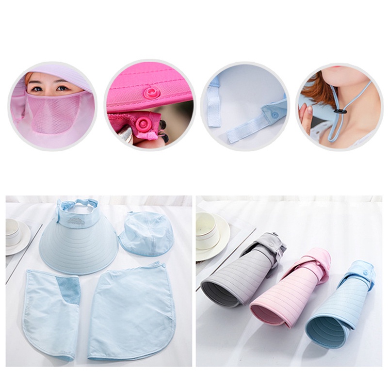 Mũ Chống Nắng Kèm Khẩu Trang Chống Tia Uv Cao Cấp Thời Trang Mùa Hè Theo Phong Cách Hàn Quốc Cho Nữ