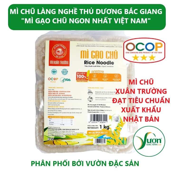 Mì chũ mỳ gạo chũ Xuân Trường (Túi 01kg) đặc sản làng nghề Thủ Dương Bắc Giang đạt tiêu chuẩn xuất khẩu - Vườn Đặc Sản