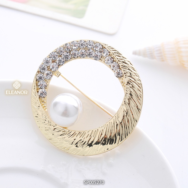 Ghim cài áo nữ Eleanor Accessories hình elip đính đá phụ kiện trang sức 5270