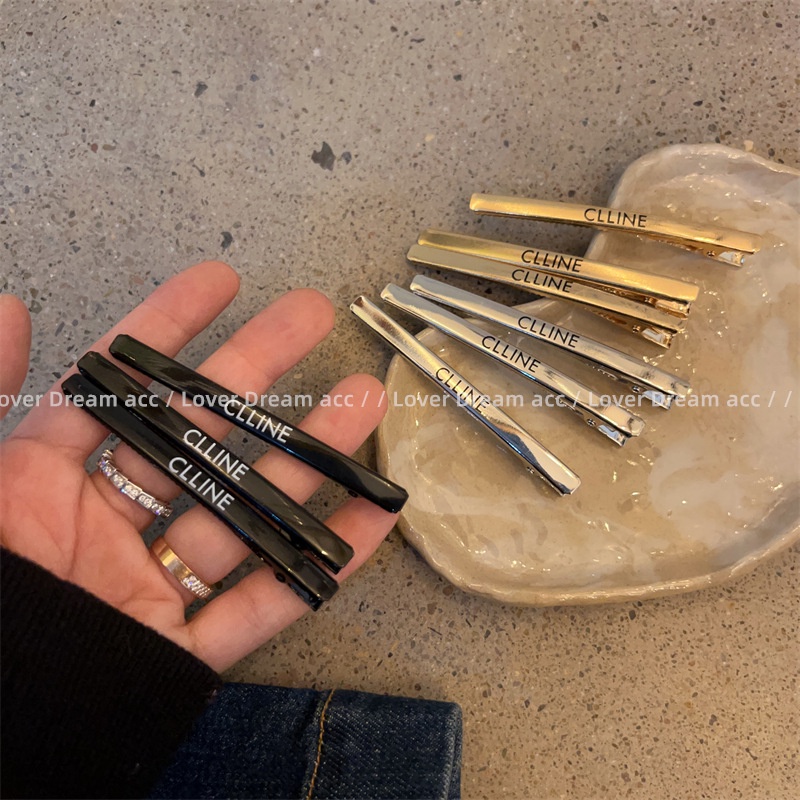 Kẹp Tóc Mỏ Vịt Phẳng Bằng Kim Loại In Chữ Đơn Giản Độc Đáo Thời Trang Âu Mỹ