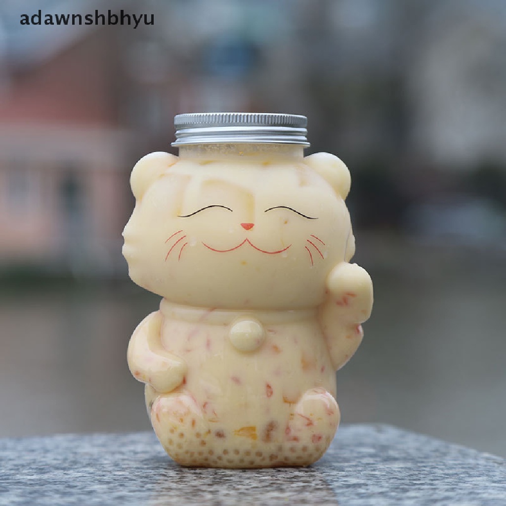 Bình Đựng Nước Ép / Trà Sữa / Cà Phê Trong Suốt Thiết Kế Hình Mèo Dễ Thương