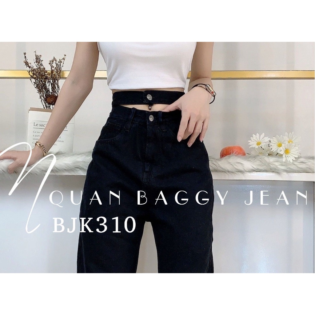 Quần baggy jean nữ JL JohnsonLi lưng cao dáng rộng,kết nút