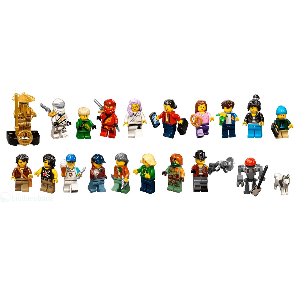 Nhân vật trong dòng Đồ chơi lắp ráp Iego Ninjago City Gardens Legacy season 11: Clutch, Nya, Statue, Cole, Ronin, JAY