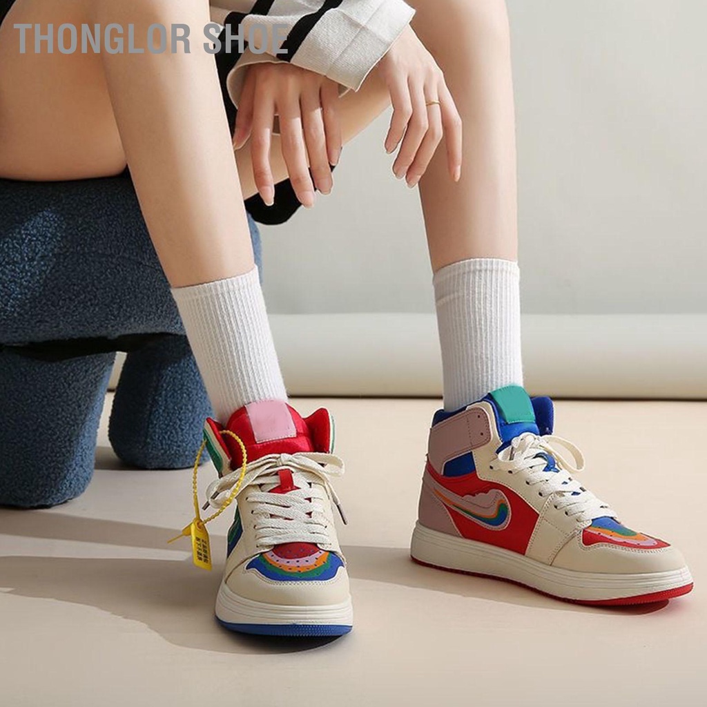 Thonglor Shoe Nữ Giày Retro Đa Năng Hợp Thời Trang Đế Cao Su Da PU Trên Hàng Đầu Nhiều Màu Sắc Sneaker run 2 u