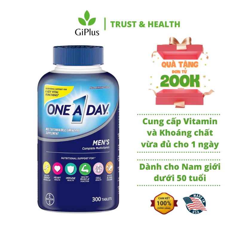 Viên Uống Vitamin Tổng Hợp Cải Thiện Sức Khỏe Cho Nam Giới One A Day Men’s Complete Multivitamin (300 viên/Lọ)