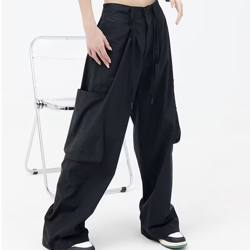 Quần dài XINLANYASHE ống rộng phối túi thời trang Hàn Quốc cổ điển dành cho nữ