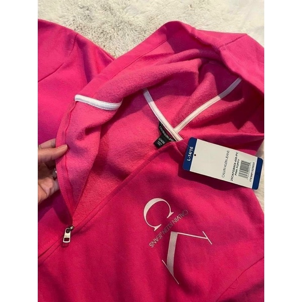 ÁO KHOÁC CALVIN KLEIN JEANS GIRL’S YOUTH FULL ZIP COTTON BLEND LOGO PRINT HOODIE JACKET SIZE L