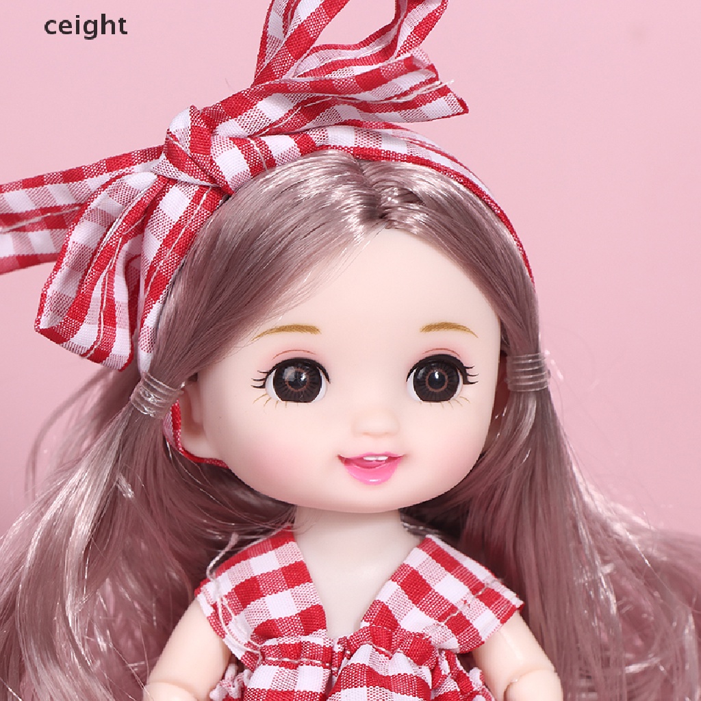 Búp Bê Bé Gái Mắt To 3D Có Khớp Cử Động 17Cm DIY