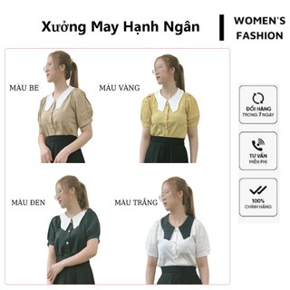 Áo sơ mi nữ kiểu tay ngắn cổ bướm công sở trẻ trung Hanh96boutique