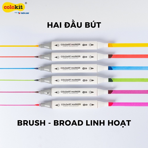 Bút màu dạ Art Marker Thiên Long Colokit - Tặng sổ Sketch- Bộ 12 màu- Bút màu dạ 2 đầu siêu đẹp dùng cho caligraphy