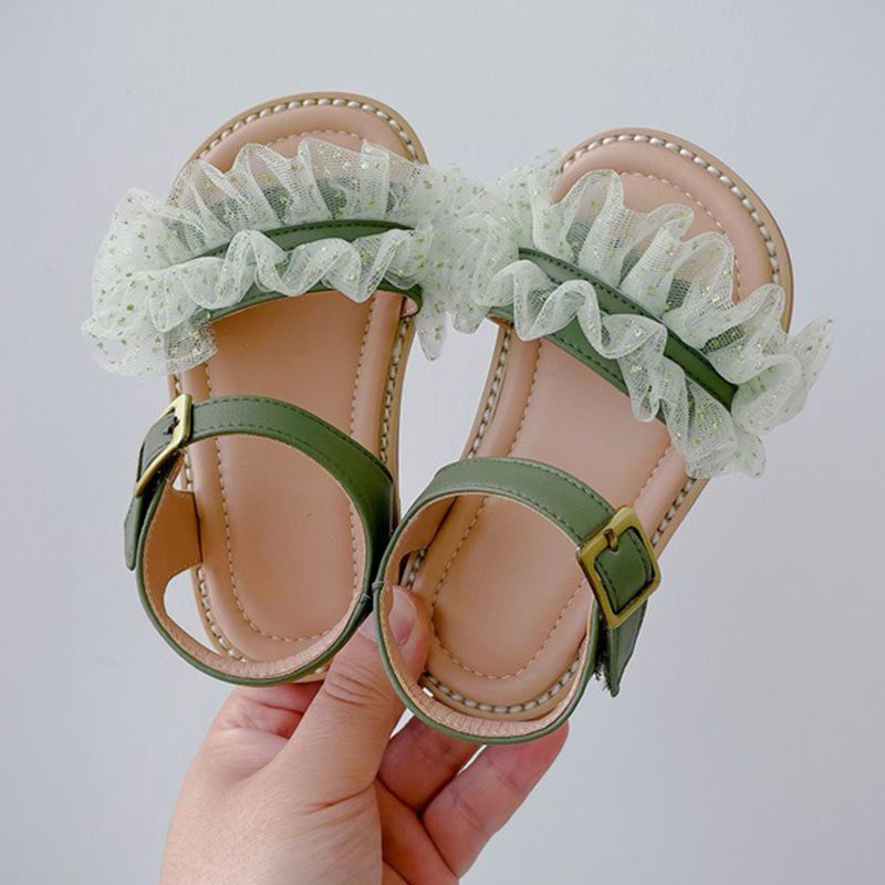 Xăng đan Công Chúa Đế Mềm Phối Ren Thời Trang Mùa Hè 2023 Cho Bé Gái