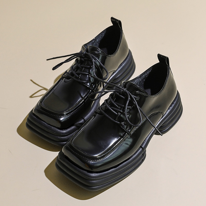 Giày Lười Đế Dày Mũi Vuông Phong Cách retro Pháp Cho Nữ