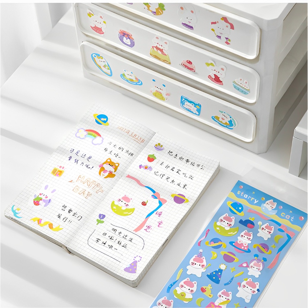 Miếng Dán Trang Trí Sổ Tay Bằng PVC Laser Hình Động Vật Dễ Thương DIY