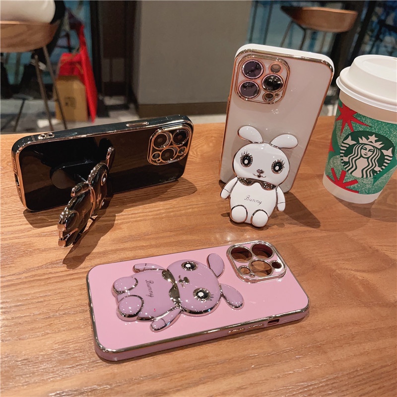 Ốp Điện Thoại Silicone Mềm Với Giá Đứng Hình Thỏ Đáng Yêu Cho Samsung A12 A32 A52 A72 A22 A71 A51 M31 M30S 4G 5G