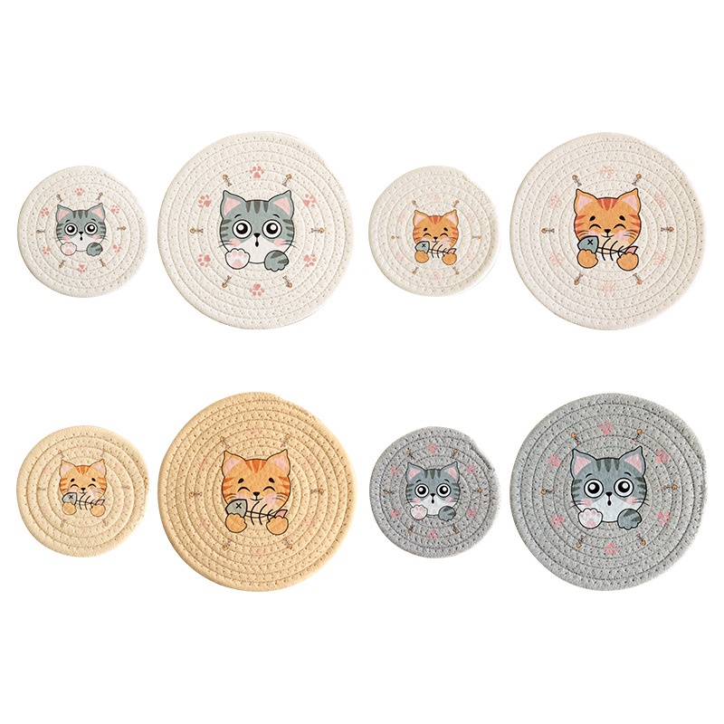 Tấm Lót Bàn Ăn Cách Nhiệt In Họa Tiết Mèo Dễ Thương Trang Trí Nhà Cửa