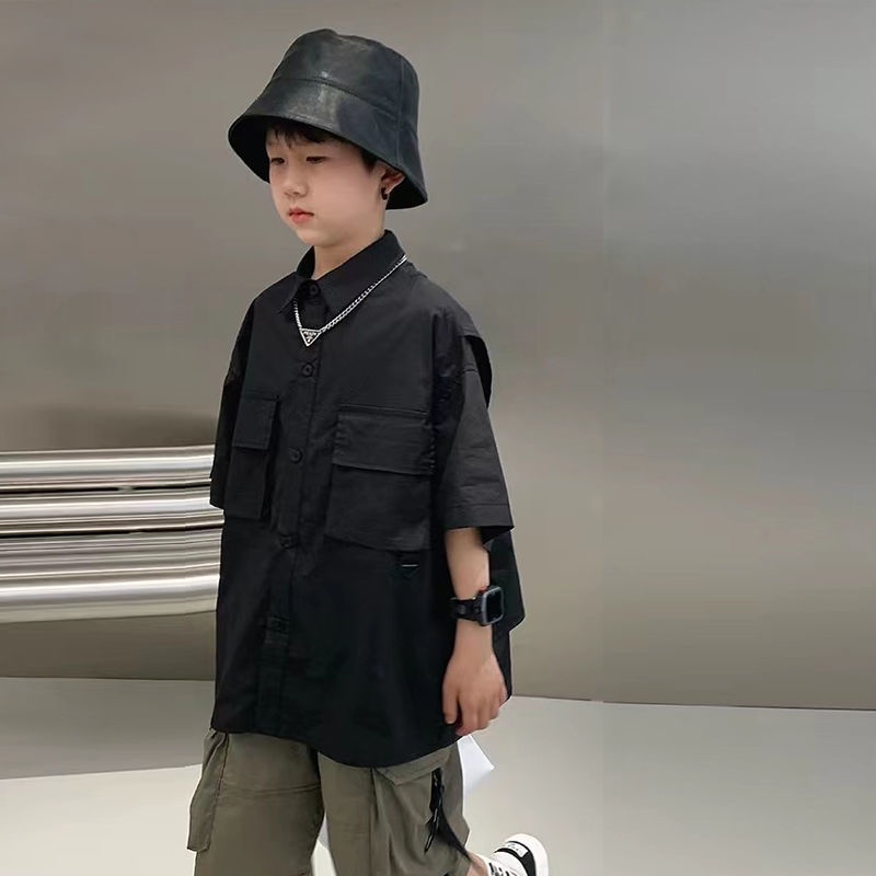 Áo Sơ Mi Ngắn Tay Phong Cách Đường Phố Hàn Quốc Cho Trẻ Em