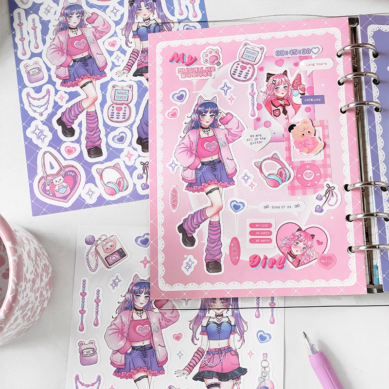 Idako Nhãn dán phim câm Barbie thiên thần loạt cô gái ngọt ngào và mát mẻ tài khoản tay domi phong cách 4 phong cách SS467