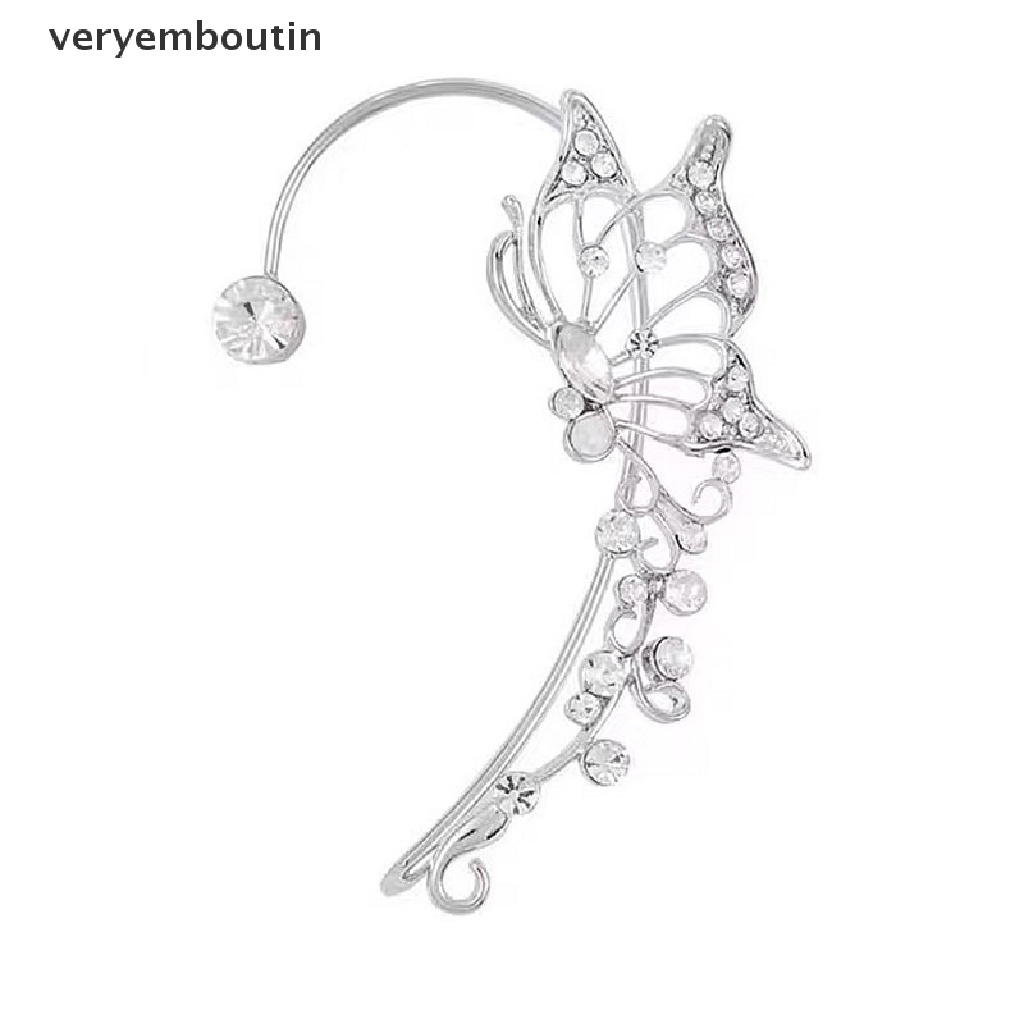 Khuyên Kẹp Vành Tai Không Cần Bấm Lỗ Hình Bướm Đính Pha Lê Lấp Lánh Thanh Lịch Thời Trang Cho Nữ