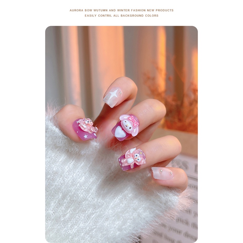 Túi 10 Phụ Kiện Trang Trí Móng Tay Hình Thỏ Gấu Kumi Ngôi Sao delu Nổi Tiếng Hoạt Hình Phổ Biến