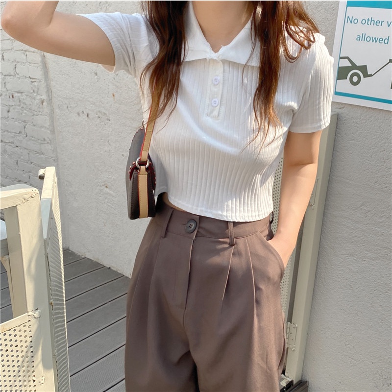 Áo thun SUXI tay ngắn dáng ôm thời trang mùa hè xinh xắn cho nữ