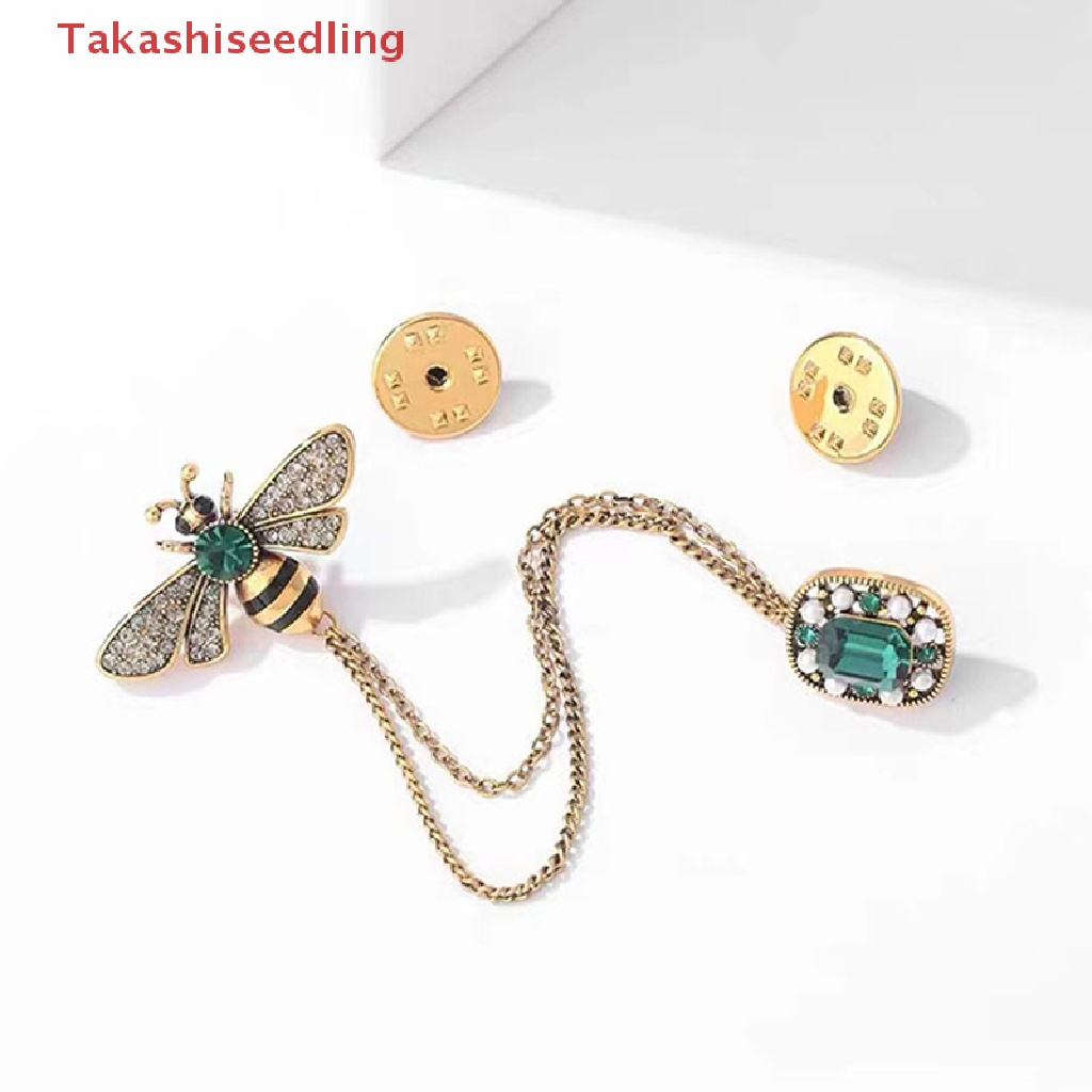 Ghim Cài Cổ Áo Hình Chú Ong Đính Đá Pha Lê Tráng Men Phối Tua Rua Dễ Thương Cho Nam Và Nữ