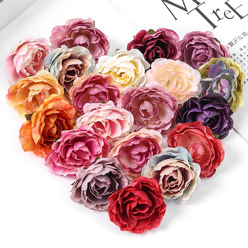 Set 10 Bông Hoa Hồng Giả Dùng Để Trang Trí Nhà Cửa / Tiệc Cưới