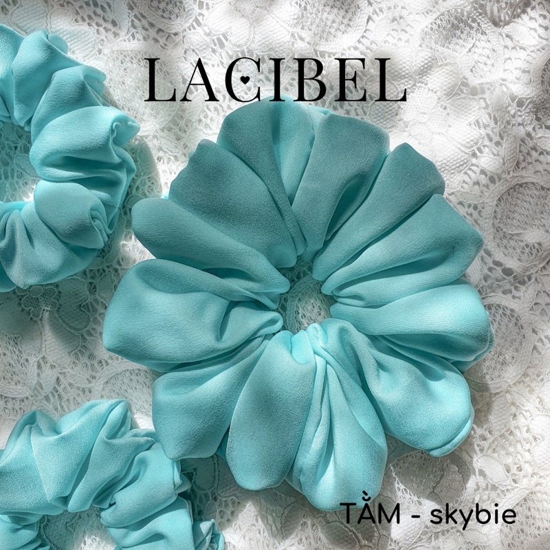 Scrunchies LACIBEL lụa tằm, buộc tóc vải handmade 100%