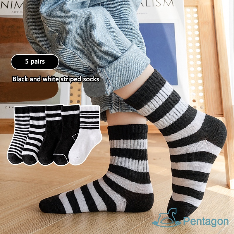 Set 5 Đôi Vớ Cotton Thoáng Khí Họa Tiết Hoạt Hình Cho Bé