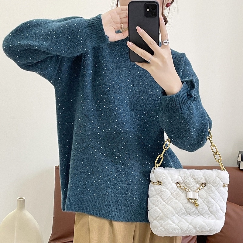 Áo len thắt nơ tay bồng chấm gạo