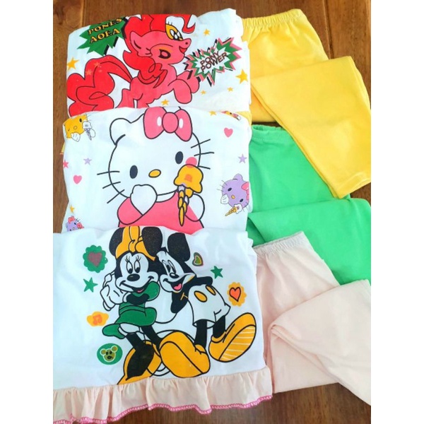 Xả kho | Bộ dài tay trắng in hình vạt nhún bèo kiểu babydoll siêu xinh cho bé yêu 7-17kg