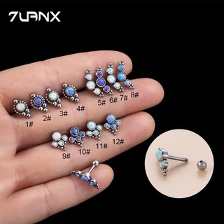 Khuyên tai helix pinna 7UANX chất liệu thép không gỉ dát đá opal thời trang 2023 mới