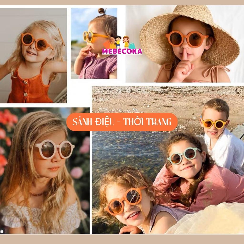 Kính cho bé - Kính mắt râm Gọng tròn phong cách Vintage chống tia UV cho bé trai bé gái từ 1-8 tuổi mới nhất MEBECOKA
