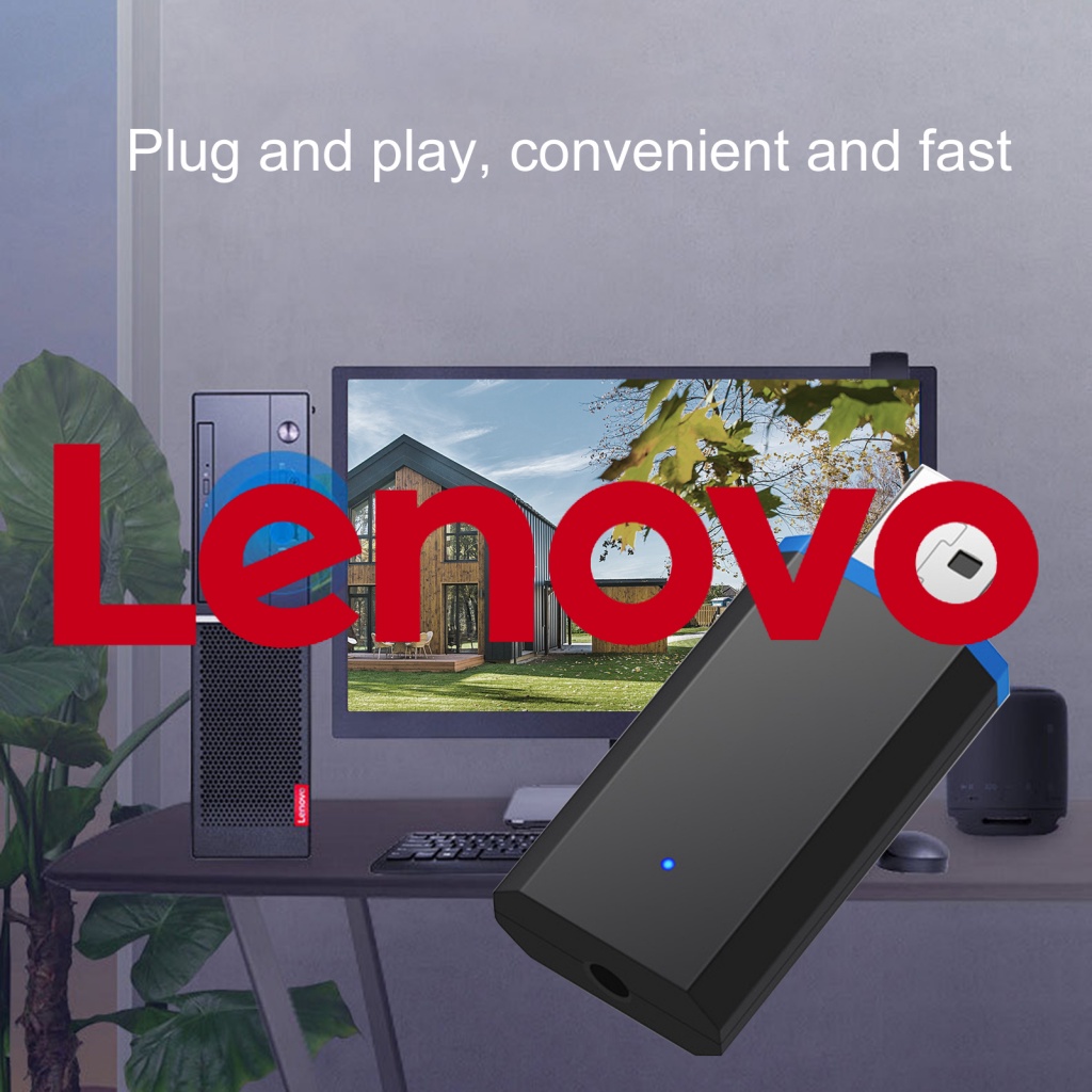 Usb Bluetooth 5.0 LENOVO truyền tín hiệu không dây đầu cắm 3.5mm thích hợp cho TV máy tính