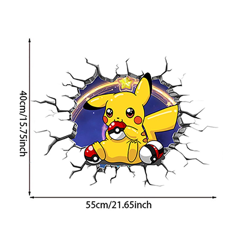 Sticker Dán Tường Tự Dính Bằng Pvc Hình Pikachu Hoạt Hình Trang Trí Phòng Ngủ Cho Bé Trai