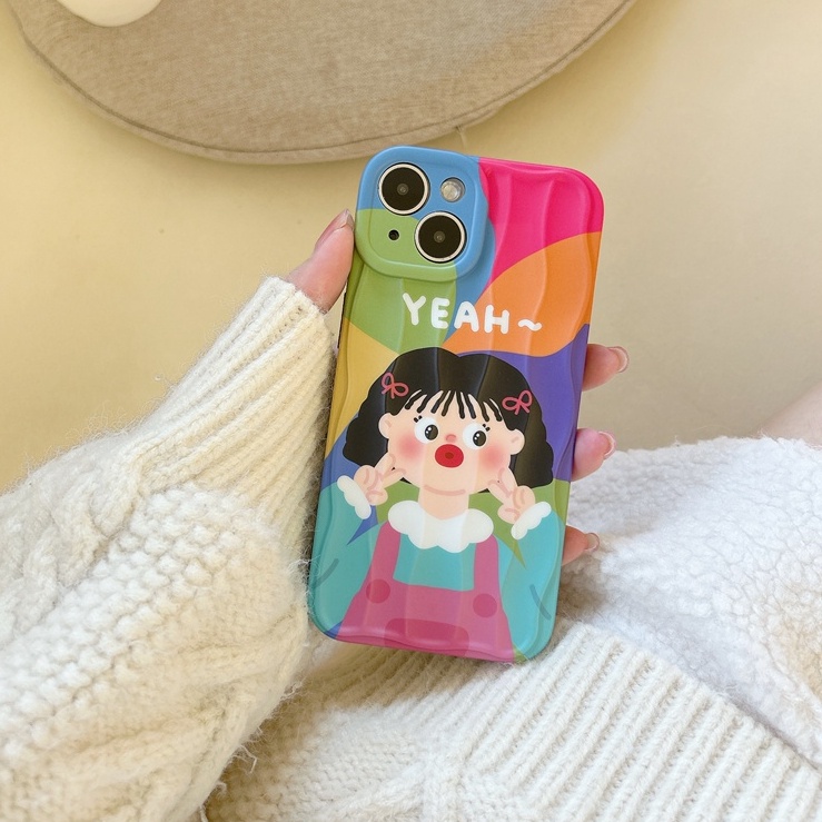 Ốp Điện Thoại IMD Mềm 2 Trong 1 Họa Tiết Gợn Sóng Nhiều Màu Cho IPhone 11 12 13 14 Pro Max 14 Plus IPhone XR XS Max