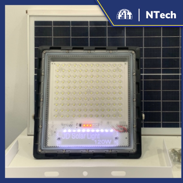 Đèn Pha Chống Lóa Cao Cấp, Đèn Năng Lượng Mặt Trời JD-7120 Công Suất 120W - Mẫu 2023, Khung Nhôm - BH 02 Năm