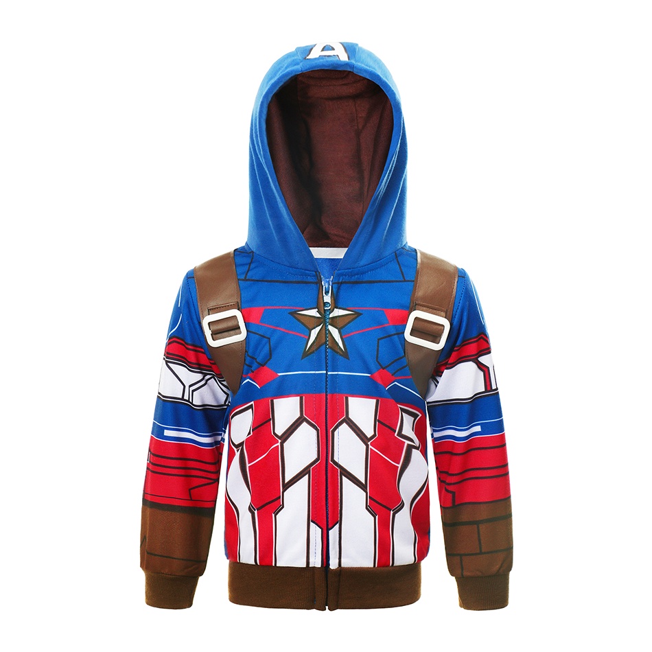 Áo Khoác Hoodie Siêu Anh Hùng Người Nhện Người Sắt Captain America Halloween Cho Bé Trai