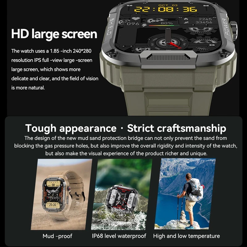 Đồng Hồ Thông Minh MK66 Màn Hình 1.85inch Bluetooth Có Chức Năng Đo Nhịp Tim Pin Lớn 400mAh