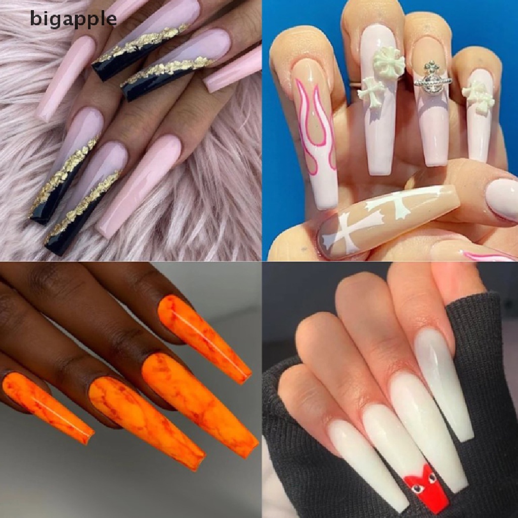 Bộ 500 Móng Tay Giả Dài Đầy Đủ Bằng Acrylic Che Phủ Toàn Diện Dùng Để Múa Ba Lê