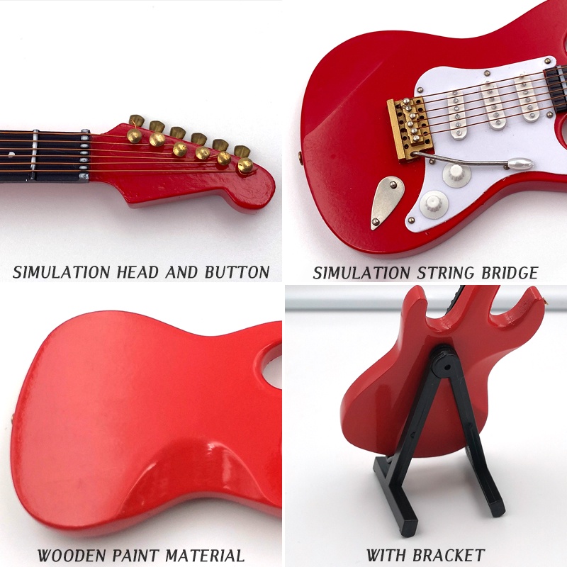 Mô Hình Đàn Guitar Điện Mini Bằng Gỗ Dùng Trang Trí Phòng Khách / Phòng Ngủ