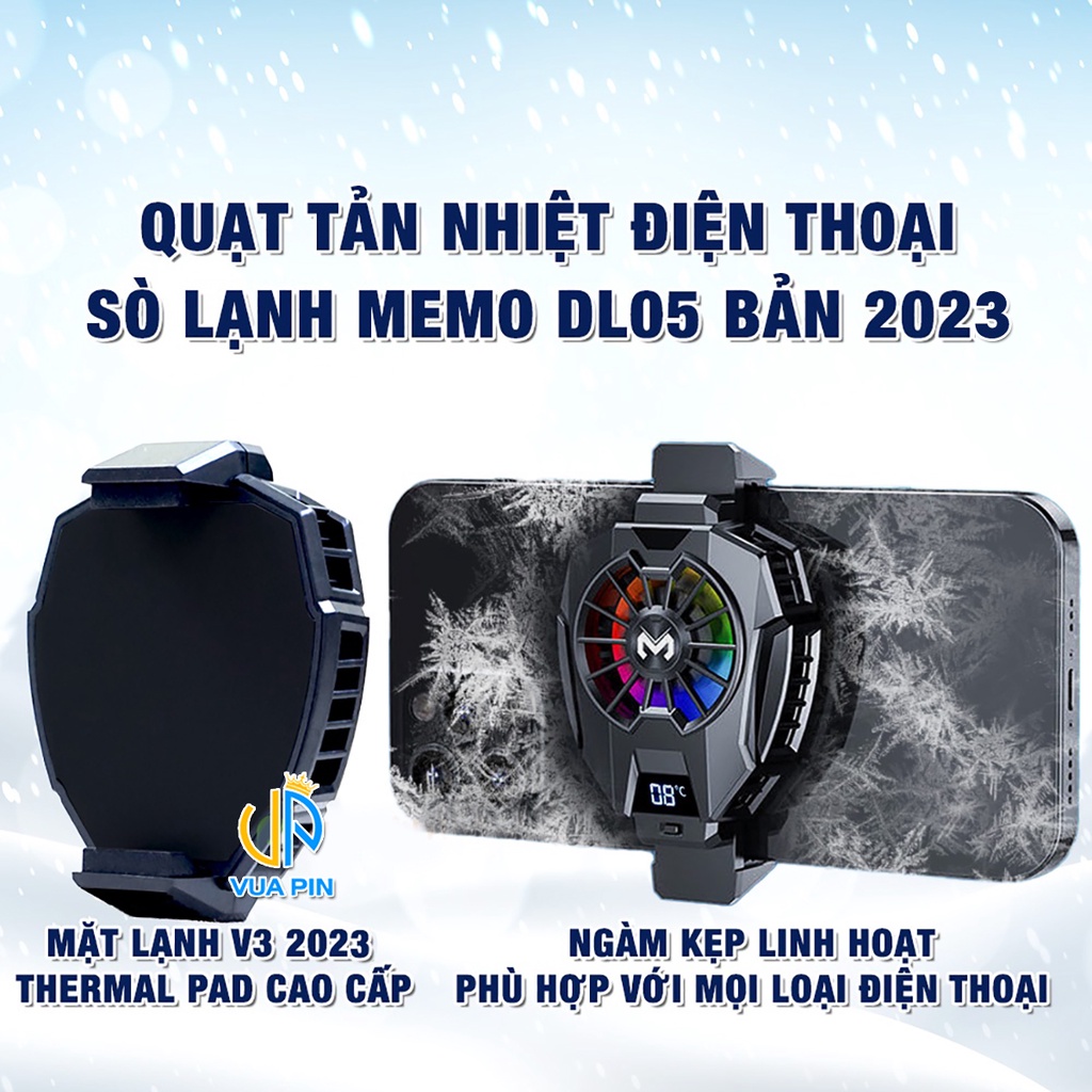 Quạt tản nhiệt điện thoại Memo DL05 2023 V3 tản nhiệt gaming LED RGB