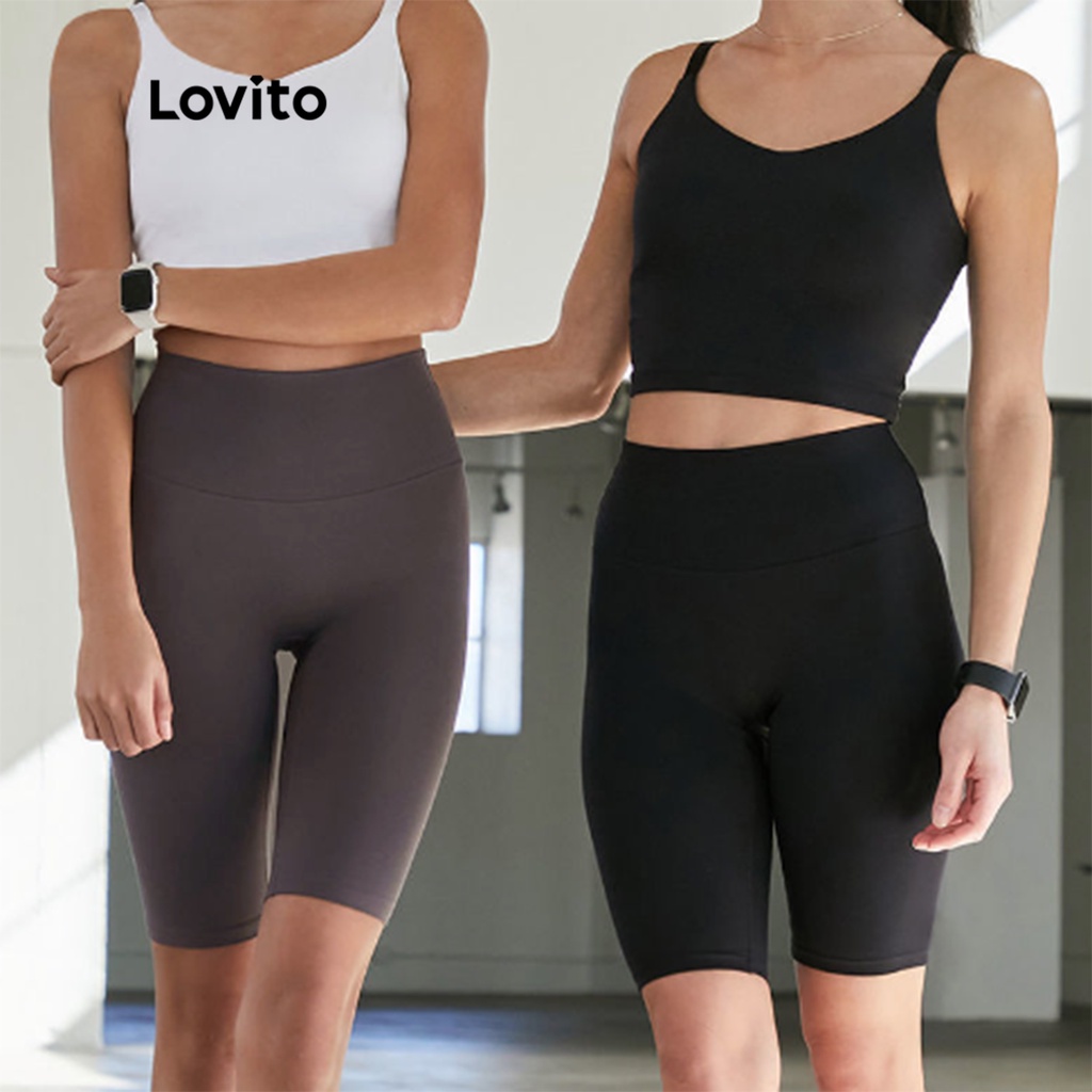 (Vật phẩm thiết yếu) Quần Short Thể Thao Nữ Lưng Cao Màu Trơn