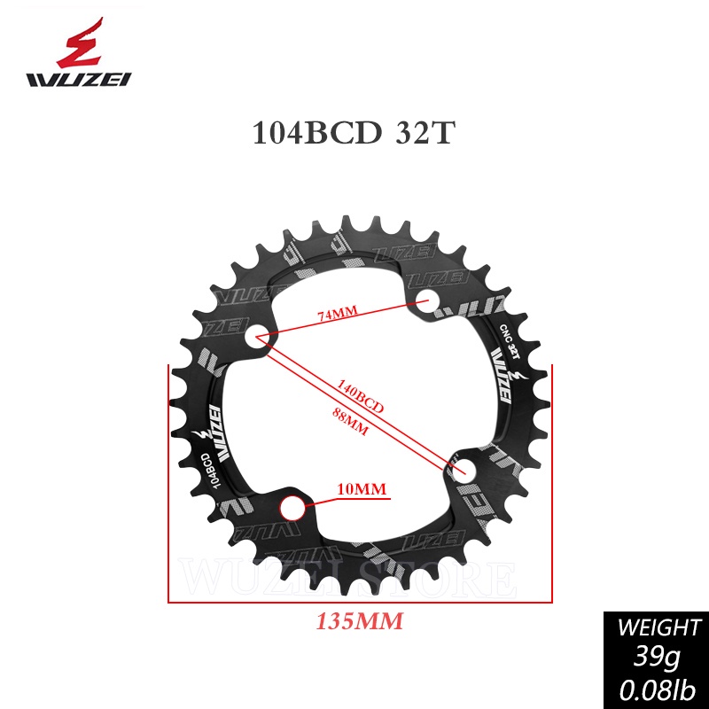 Đĩa Xích Tròn WUZEI 104BCD 30T 32T 34T 36T 38T 40T 42T 44T 46T 48T 50T 52T Cho Xe Đạp MTB