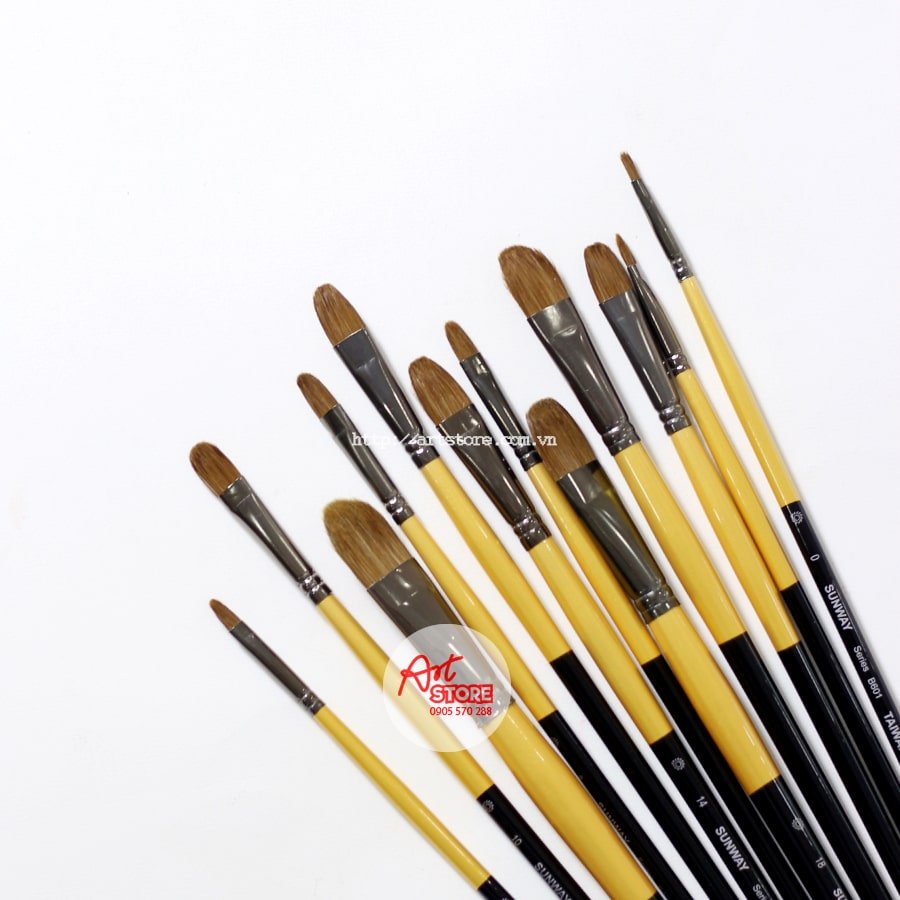 Cọ Vẽ Sơn Dầu Lông Chồn Cao Cấp Đầu Oval Đủ Size ASB110 - Hoạ Cụ Artstore