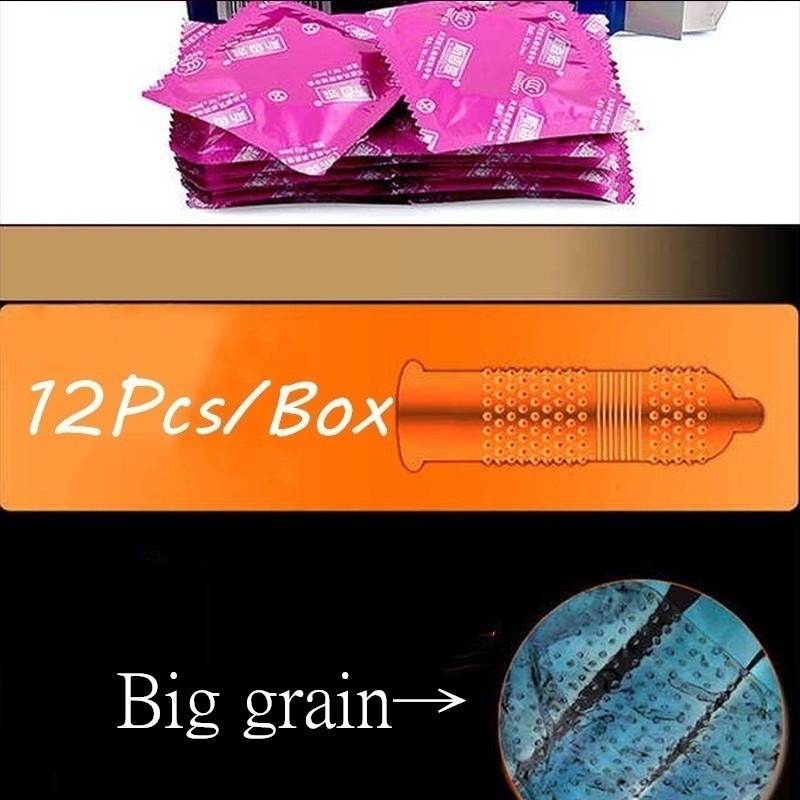 12 cái bao cao su kích thích băng và lửa niềm vui bôi trơn bao cao su hạt siêu mỏng kondom dành cho người lớn